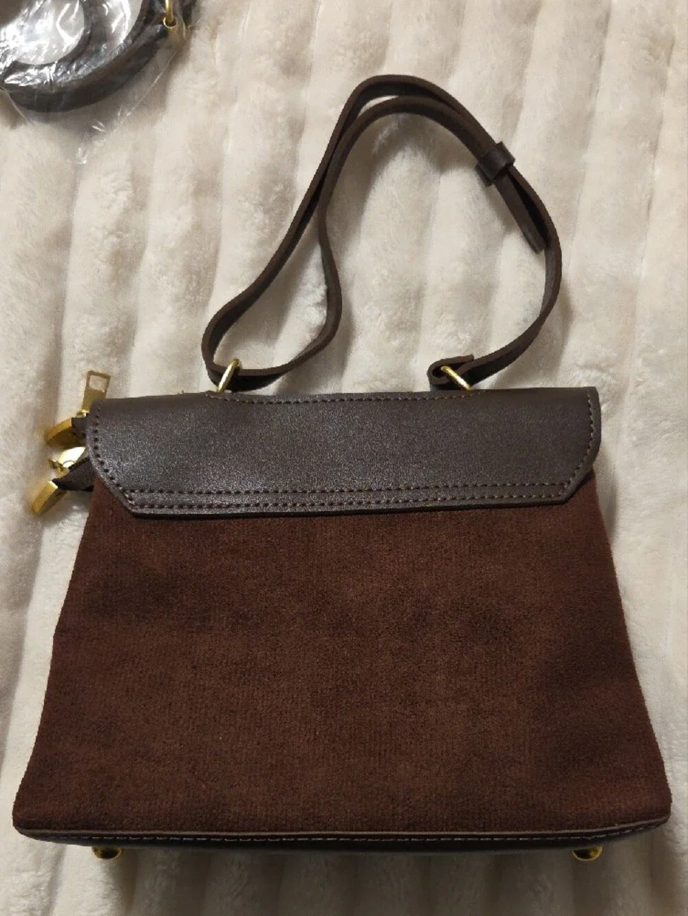 Brown Women's Top-Handle Crossbody Bag with Gold Hardware